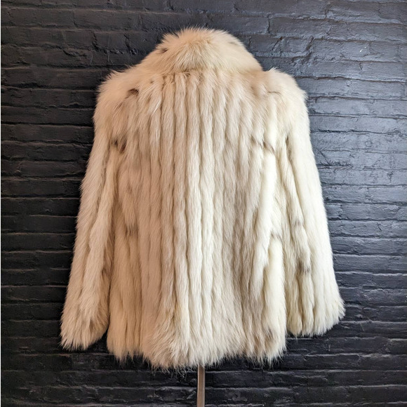 Vintage Designer Genuine Fox Fur Oversize Fluffy Dyed Spotted Furry Jacket Coat - Picture 4 of 14